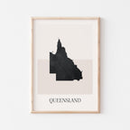 queensland australia map poster - minimalist boho wall art - digital download - image 1
