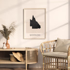 queensland australia map poster - minimalist boho wall art - digital download - image 3