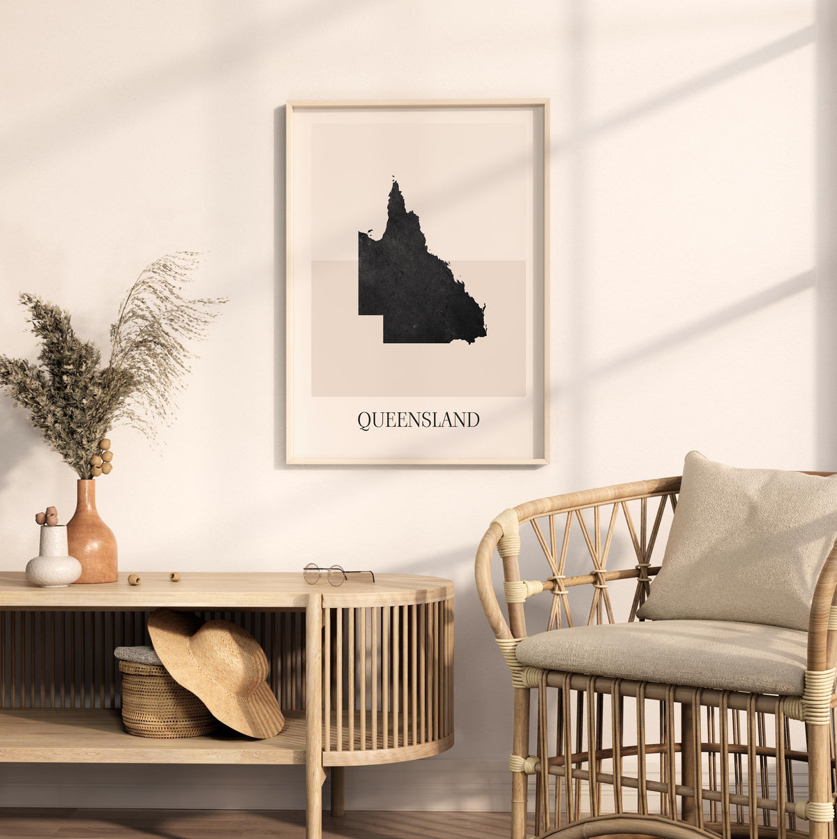 queensland australia map poster - minimalist boho wall art - digital download - image 3
