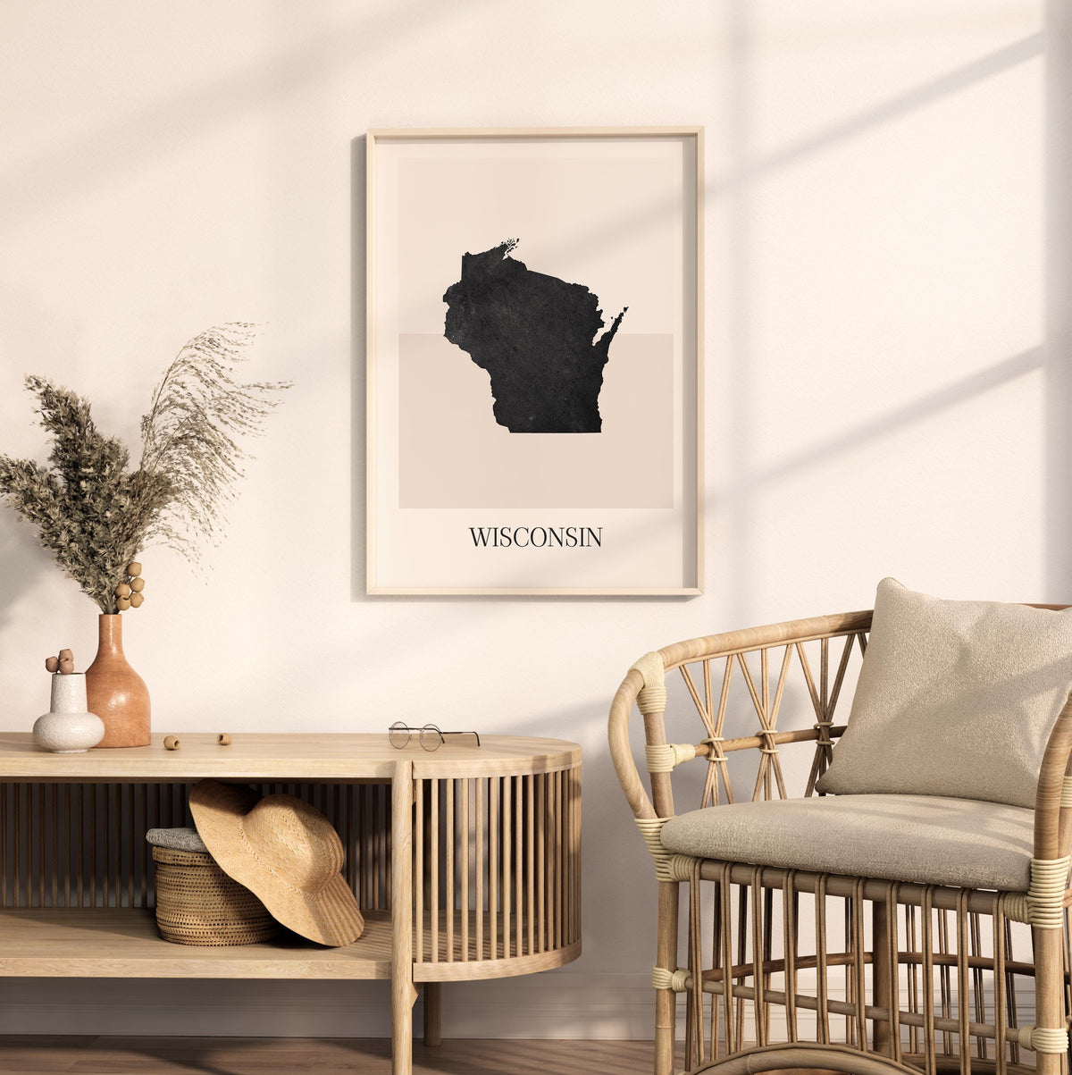 wisconsin usa map poster - minimalist boho wall art - digital download - image 3