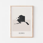 alaska usa map poster - minimalist boho wall art - digital download - image 1