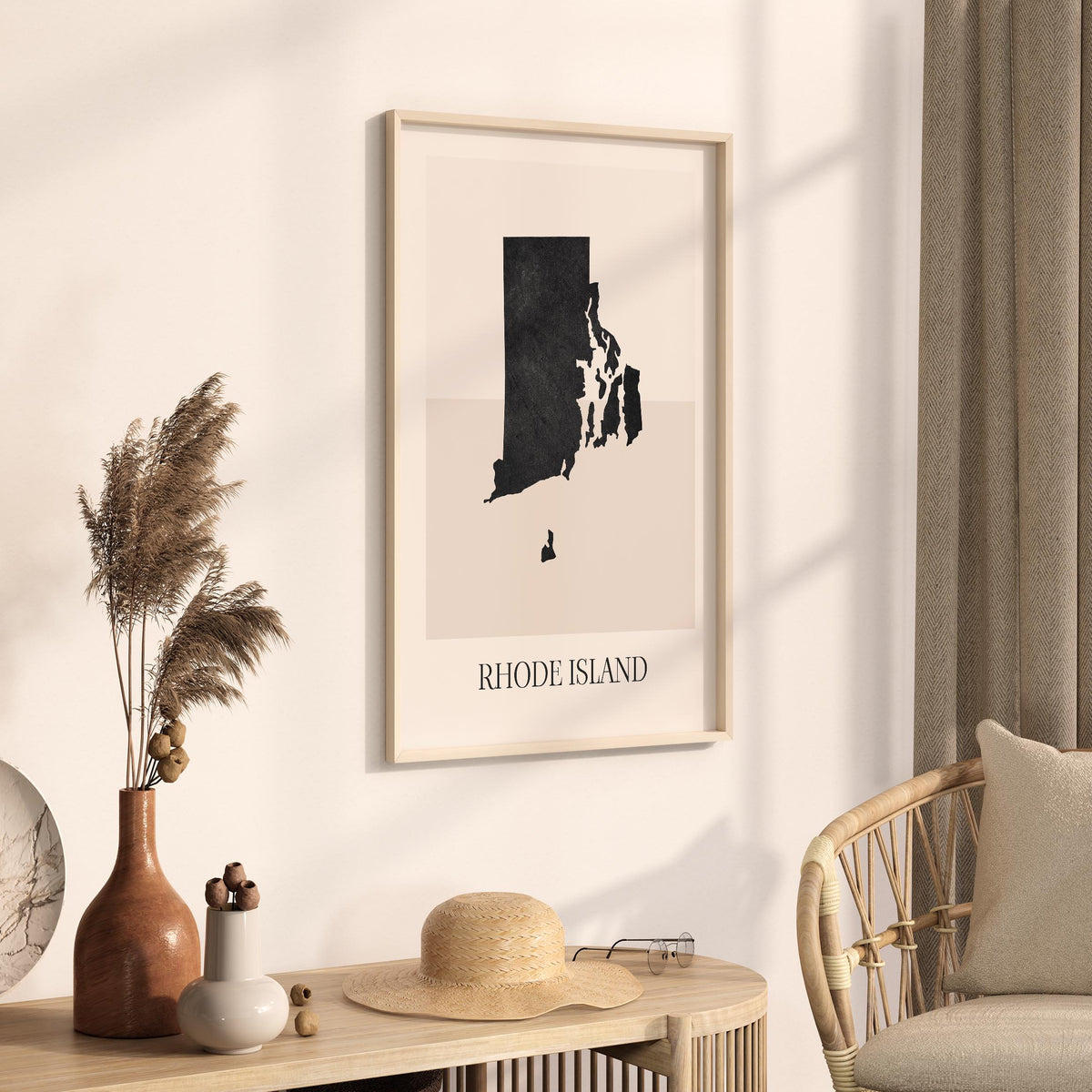 rhode island usa map poster - minimalist boho wall art - digital download - image 2