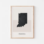 indiana usa map poster - minimalist boho wall art - digital download - image 1
