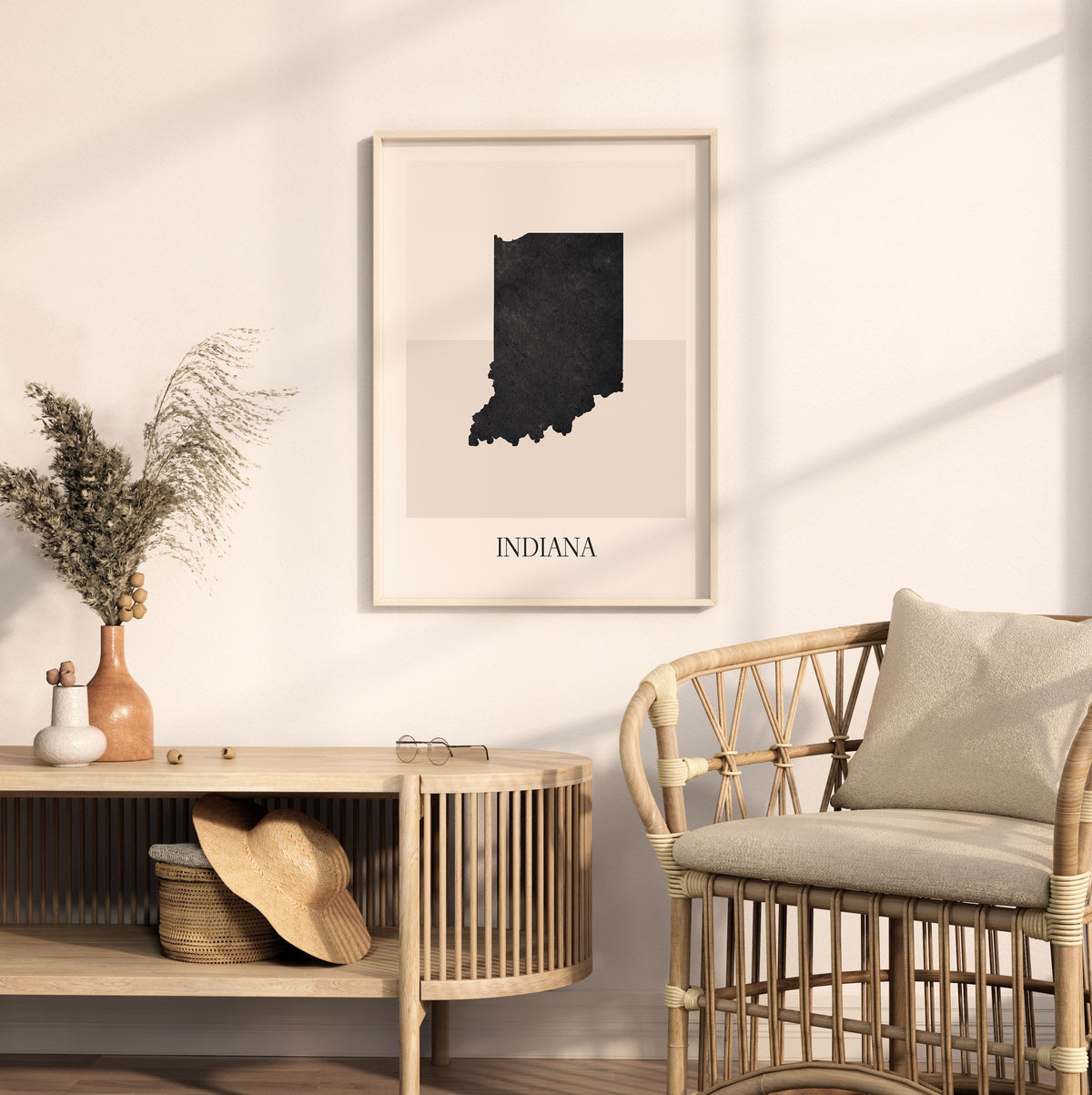 indiana usa map poster - minimalist boho wall art - digital download - image 3