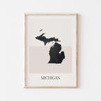michigan usa map poster - minimalist boho wall art - digital download - image 1