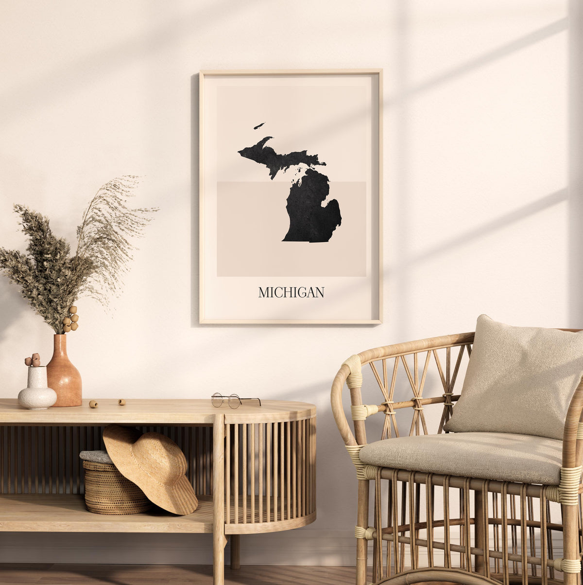 michigan usa map poster - minimalist boho wall art - digital download - image 3