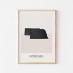 nebraska usa map poster - minimalist boho wall art - digital download - image 1
