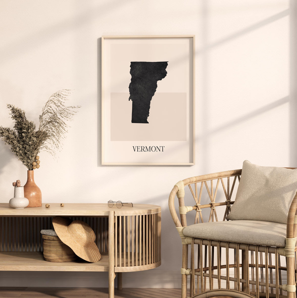 vermont usa map poster - minimalist boho wall art - digital download - image 3