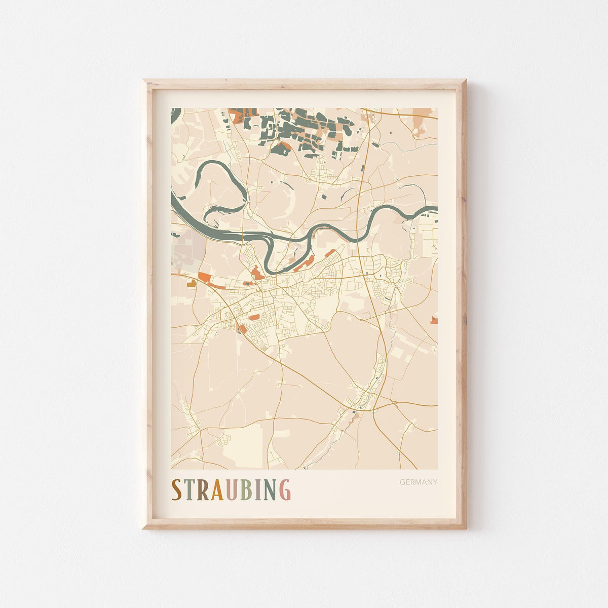 straubing germany map poster - image 1
