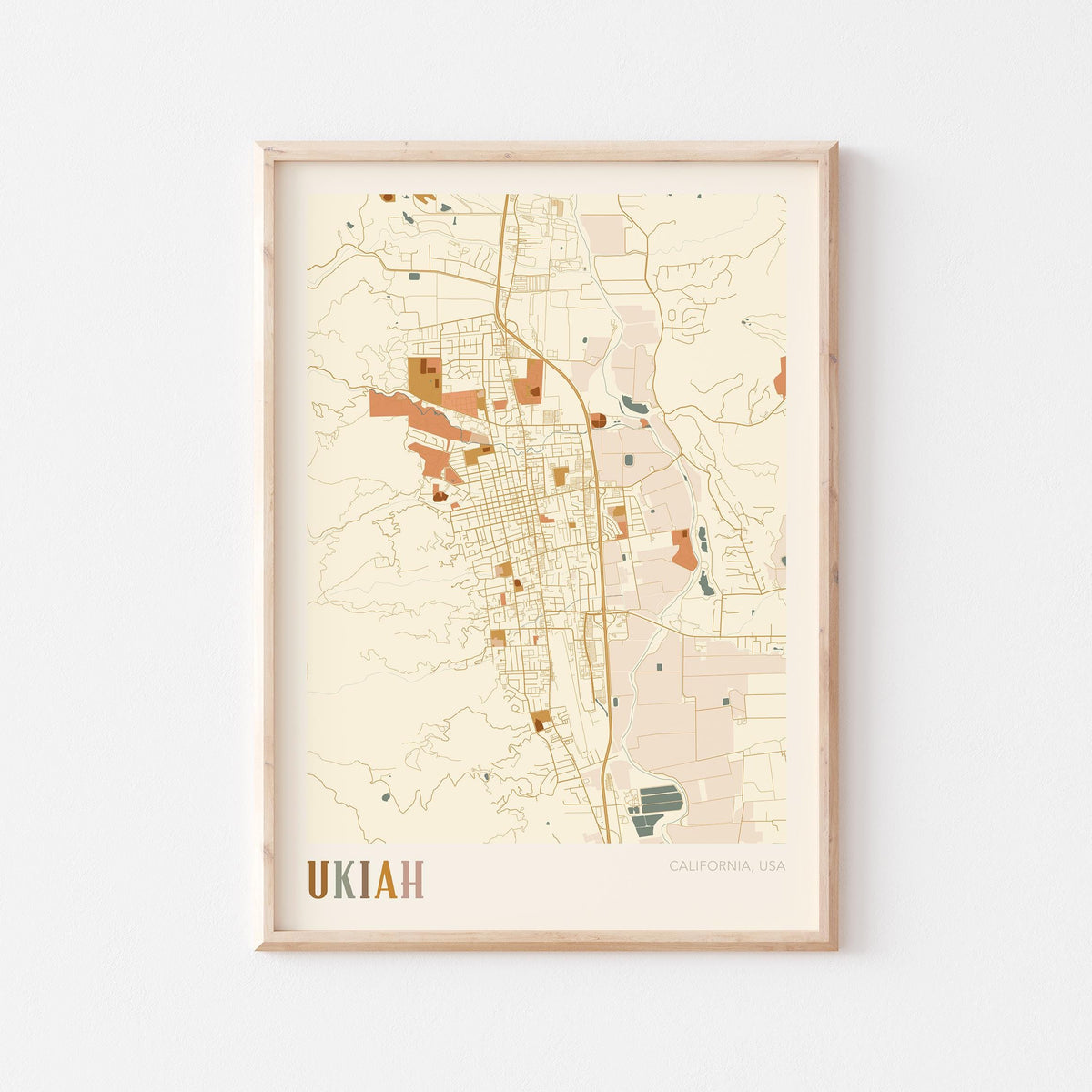 ukiah, california map poster - image 1