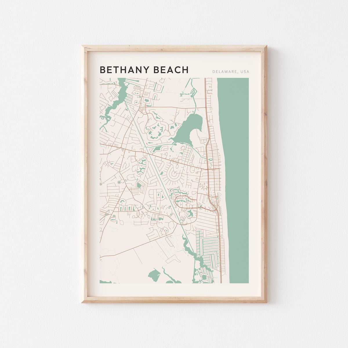 bethany beach, delaware map poster - image 1