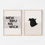new brunswick map and typography wall art set - image 1