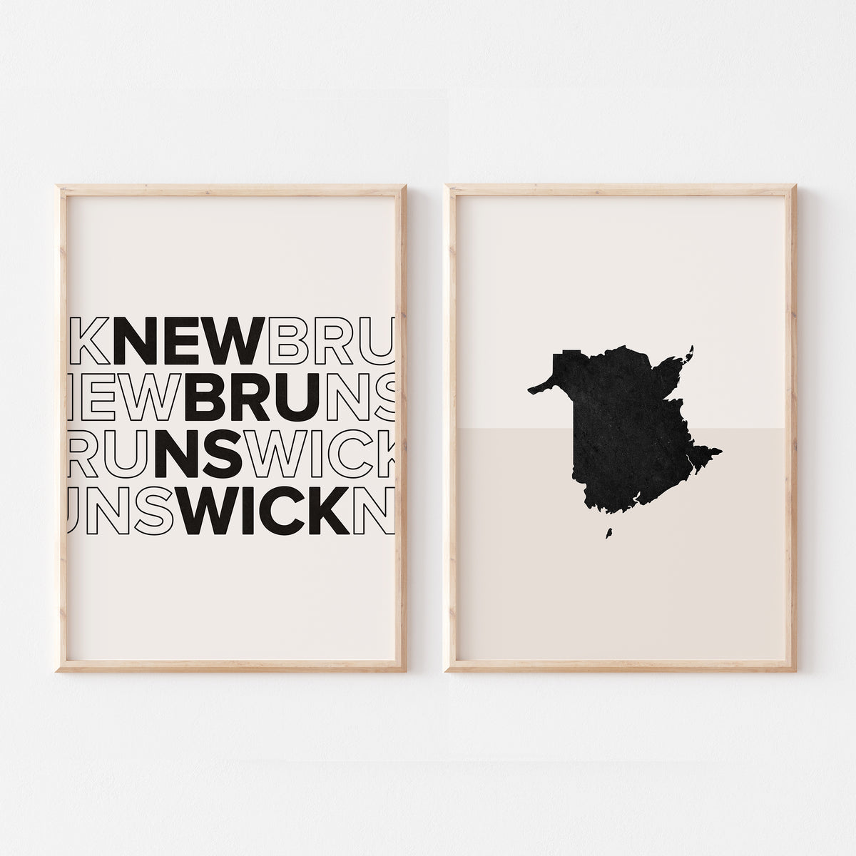 new brunswick map and typography wall art set - image 1